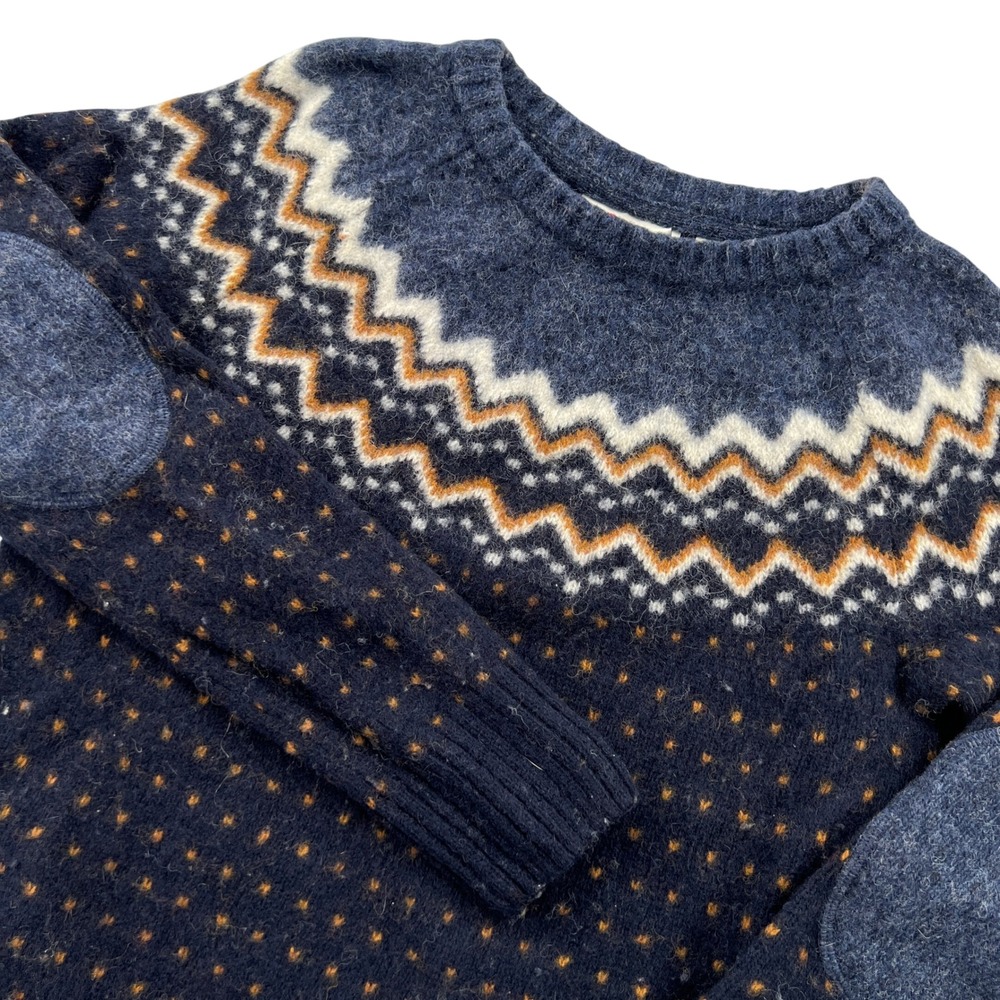 Fjallraven Ovik Knit Sweater Women S/XS (READ) Navy Wool Fair Isle Nordic Apres